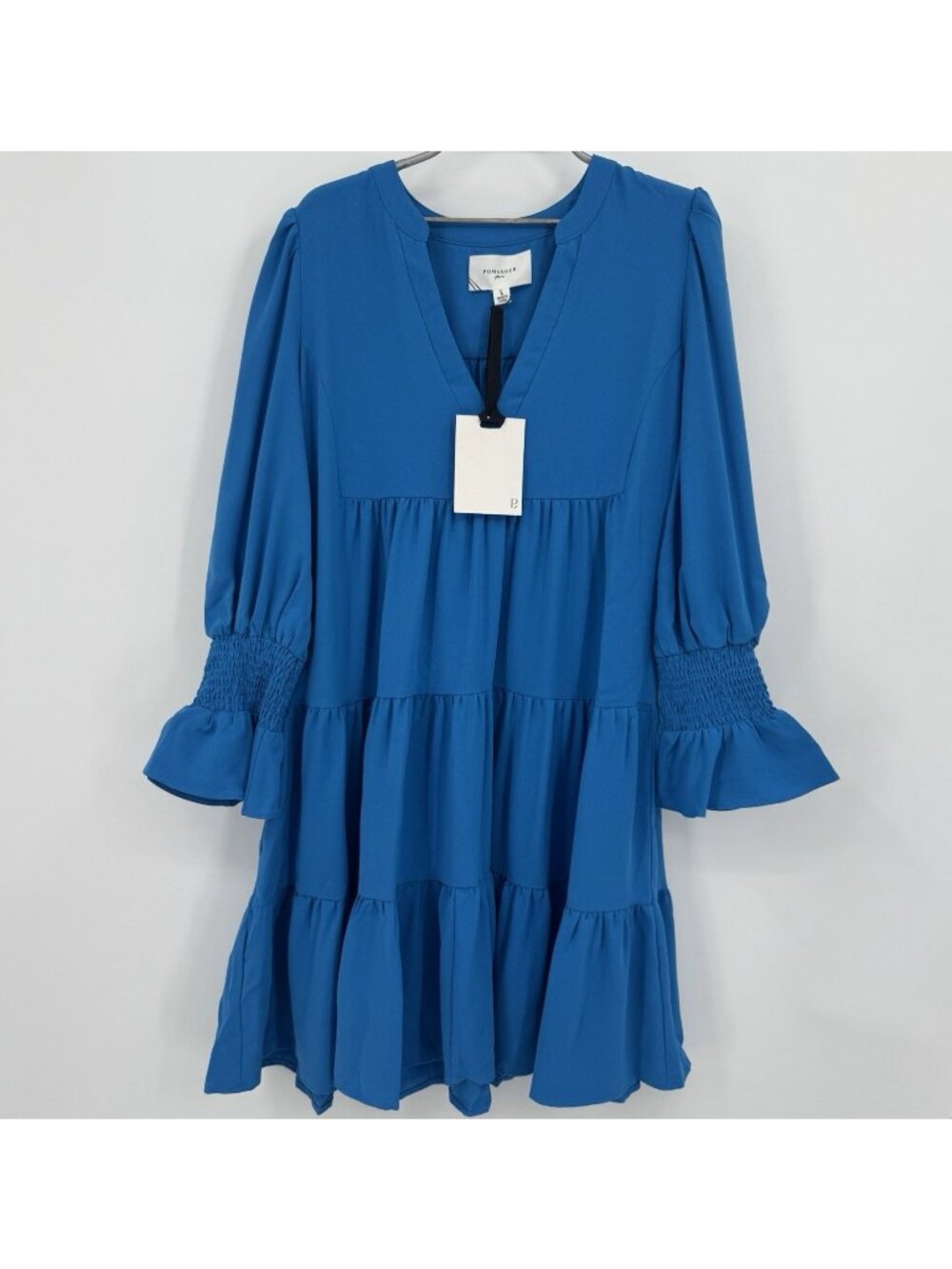 Pomander Place by Tuckernuck Capri Blue Stretch Crepe Kenzo Dress size L NWT
